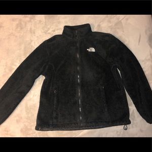 Fuzzy black north face jacket